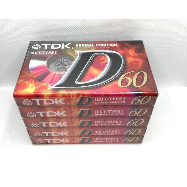 TDK Cassette Tape D 60 Chrome normal position 5 Pack / Uiterst geschikt voor alle opnamedoeleinden / Sealed Blanco Cassettebandje / Cassettedeck / Walkman / TDK cassettebandje.