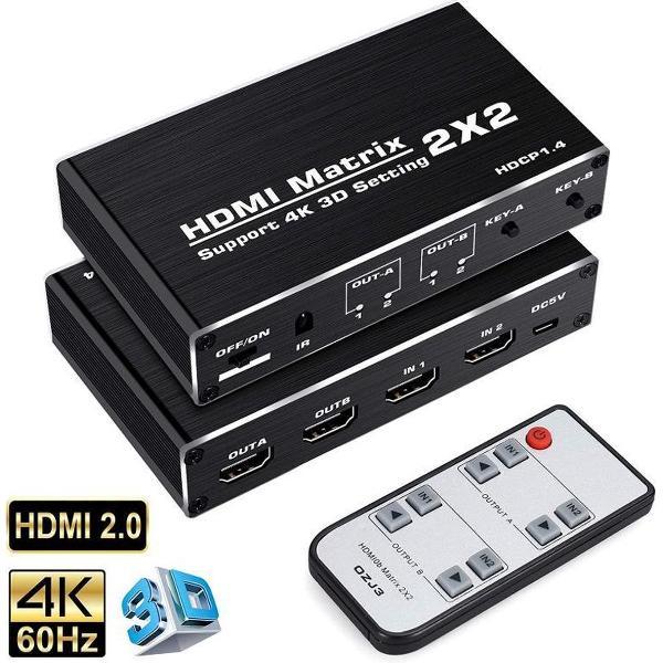 HDMI 2 x 2 Matrix (HDMI Switch & Splitter) | 2 in 2 uit | 3D | 4K@60 Hz
