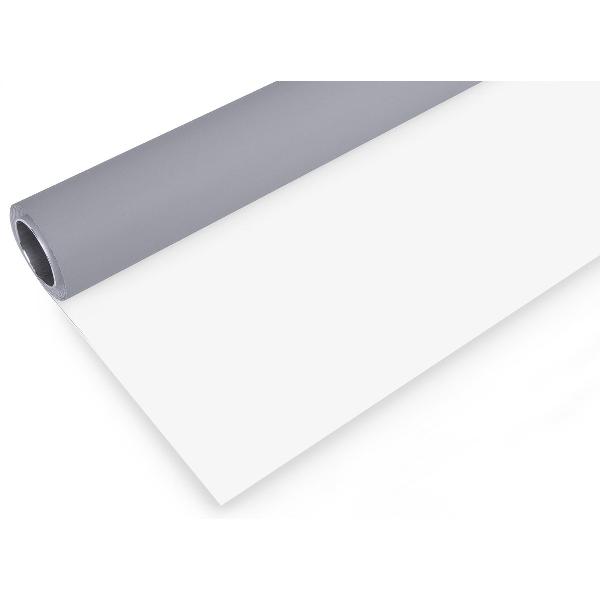 Bresser Vinyl Achtergrondrol voor Studiofotografie - 2x6M - Grijs/Wit