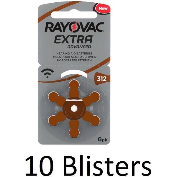 60 Stuks (10 Blisters a 6 st) Rayovac Extra Advanced, 312 - bruin – hoortoestel