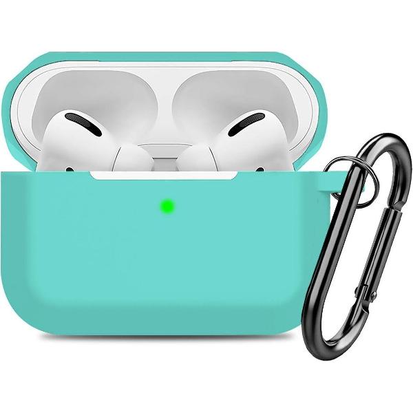 Airpods Pro Case - Siliconen Hoesje met Clip - Turquoise