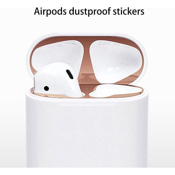 Sticker geschikt voor Airpods - Accessoire voor Airpods - Anti magnetisch stof - Vuil bescherming - Goud 2 stuks