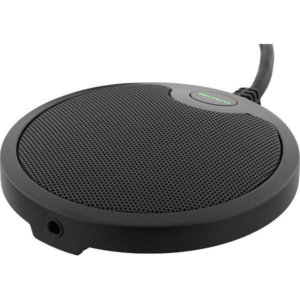DELTACO OFFICE DELC-0002 conferentiemicrofoon met USB en 3,5 mm audiopoort, VoIP / Skype for Business compatible, Zwart