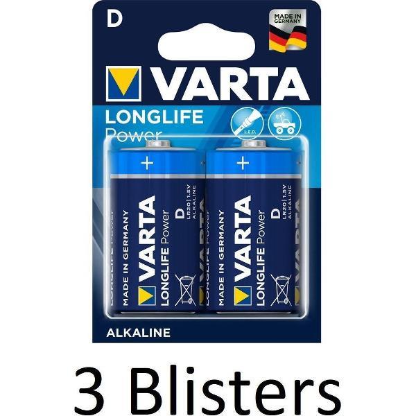 6 Stuks (3 Blisters a 2 st) Varta Longlife Power D Batterijen