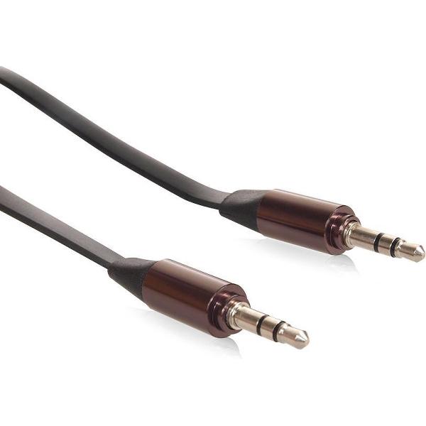 Audio Aux Kabel Jack 3.5-mm zwart 1m compatibel met alle audio-apparaten.