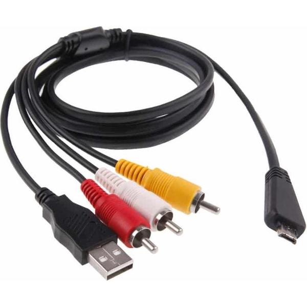 Digitale camera USB + AV-kabel voor Sony MD3 / DSC-W350 / W350D / W360 / W380, Lengte: 1,5 m (zwart)