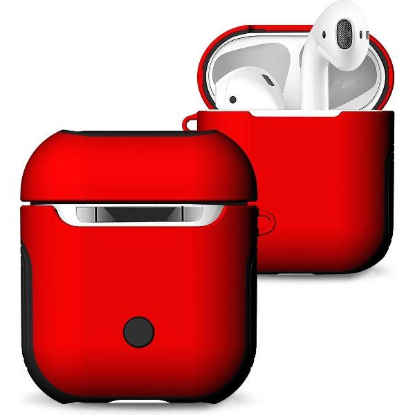 AirPods hoesje van By Qubix - AirPods 1/2 hoesje soft grip - hard case - rood - Schokbestendig