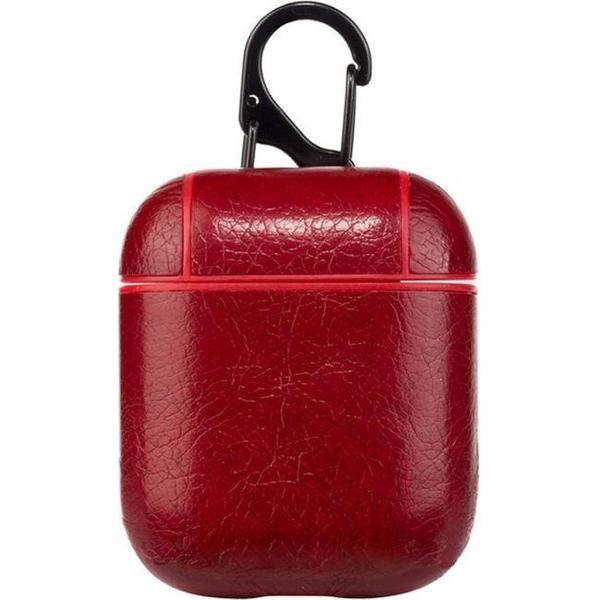 AirPods hoesje van By Qubix - AirPods 1/2 hoesje Litchi TPU Series - hard case - Rood
