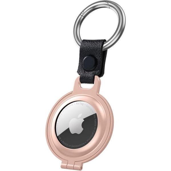 Apple AirTag Sleutelhanger Aluminium Bescherm Case met Haak Rosé Goud