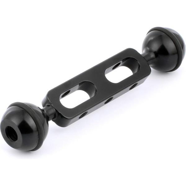 PULUZ 5,1 inch 13 cm aluminium arm met dubbele ballen voor onderwaterlamp / videolicht, baldiameter: 2,54 cm (zwart)