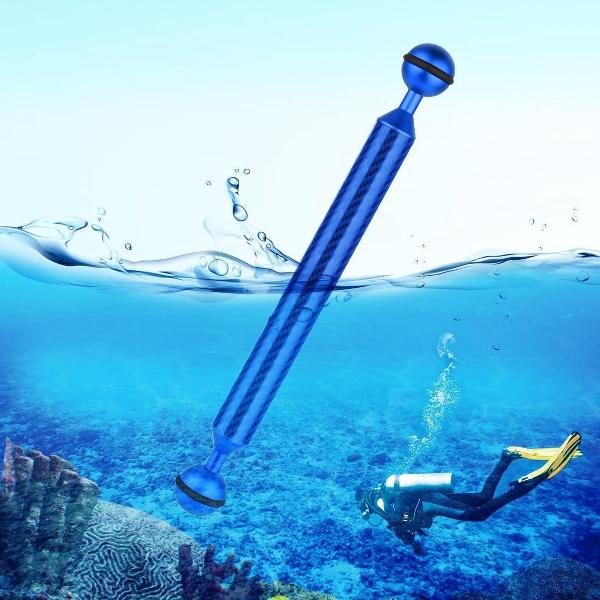PULUZ 9 inch 22,8 cm lengte 20,8 mm diameter Dual Balls koolstofvezel zwevende arm, baldiameter: 25 mm (blauw)