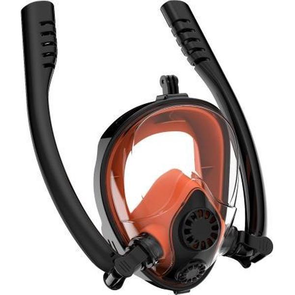 Watersport Duikuitrusting Volledig droog siliconen duikmasker Zwembril voor GoPro HERO7 / 6/5/5 sessie / 4/3 + / 3/2/1, maat: L / XL (zwart oranje)