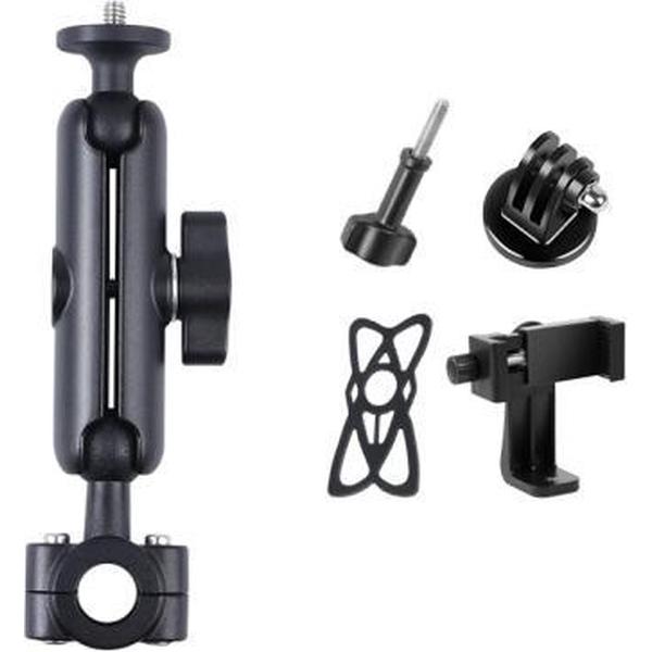 21 mm balhoofd auto voorstoel stuur Vaste houder met statiefadapter & schroef & telefoonklem & anti-verloren siliconen hoes voor GoPro HERO9 Black / HERO8 Black / HERO7 / 6/5, DJI Osmo Action, Insta360 One R en andere actiecamera's