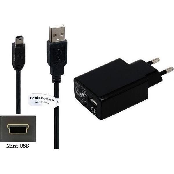 3A Mini USB lader. 5,2 m Oplaadkabel en oplader adapter stekker TUV gekeurd Past ook op o.a. Medion, Sony, JVC, HTC, AEG, Asus