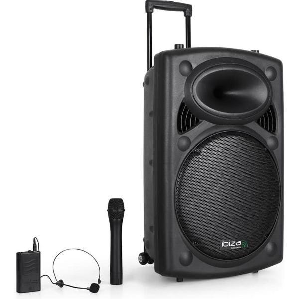 Ibiza Sound PORT15VHF-BT 800W Draagbaar PA systeem met USB-MP3, REC, VOX,Bluetooth - Zwart