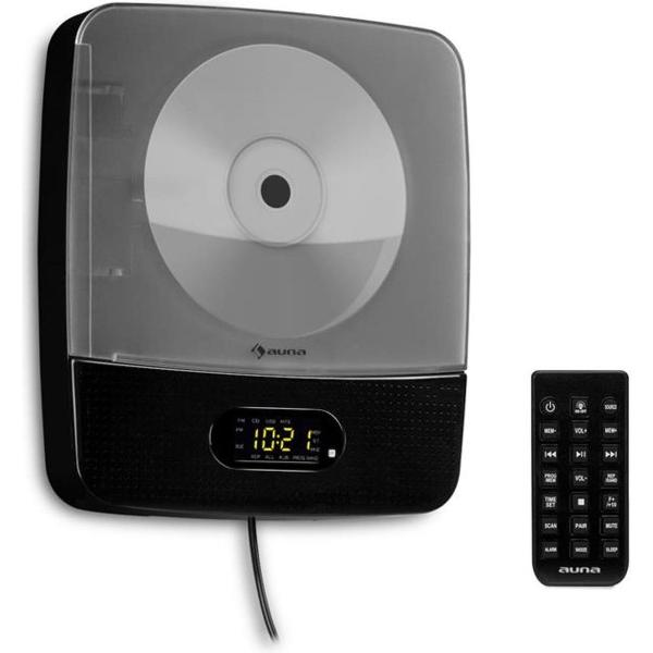 Vertiplay CD-speler bluetooth nachtlamp FM-radio AUX digitale klok zwart