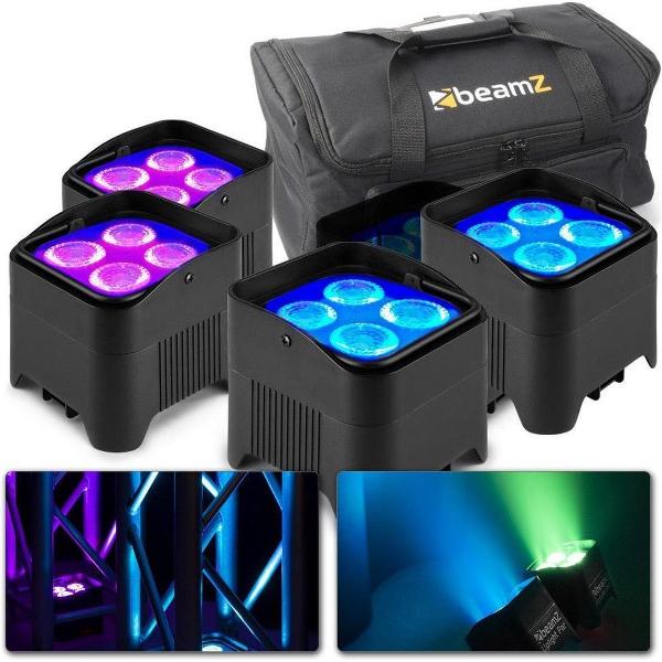 Set van 4 BeamZ BBP94W accu LED Uplights met tas