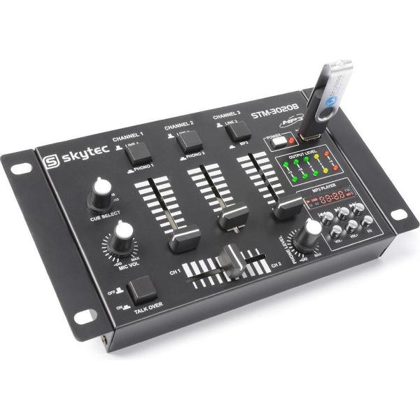 Mengpaneel - Skytec STM-3020 - 4-kanaals Mengpaneel met o.a. USB mp3 speler - Zwart