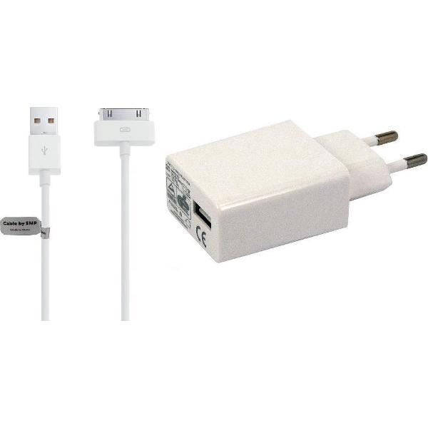 2A lader TUV gekeurd 3 m Oplaadkabel en oplader adapter met stekker. Past ook op Apple. o.a. iPhone 3, iPhone 4 iPad 1, iPad 2 iPad 3, iPod Touch 3, 4, Classic, Nano 1, 2, 3, 4