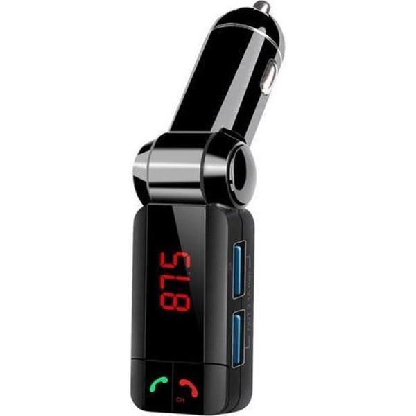 GadgetBay Draadloze Bluetooth 2.0 Handsfree Sigarettenplug Autolader Dual USB FM Transmitter Carkit - Zwart