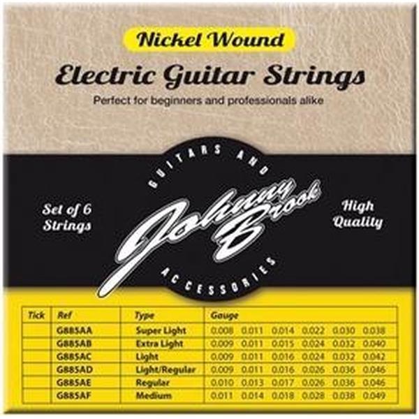 Set van 6 Nickel Wound Elektrische Gitaar Snaren - Gauge Super Light