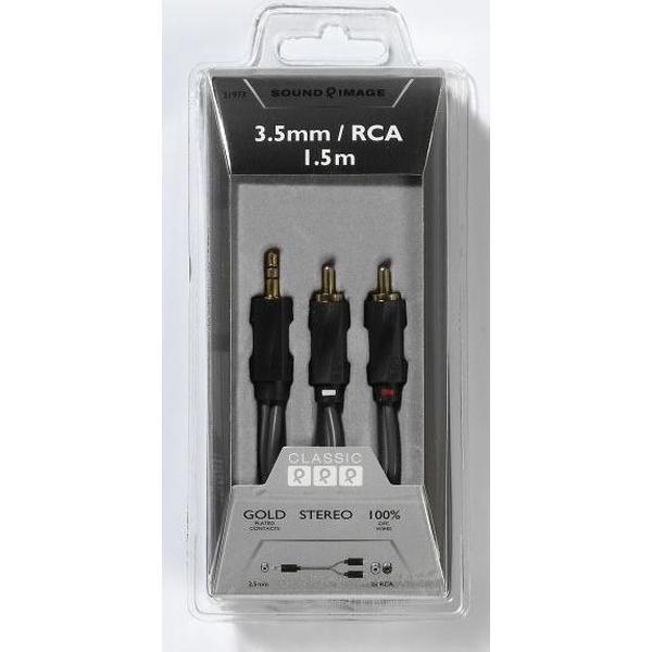 Vivanco SI 3R 15 1.5m 2 x RCA 3.5mm Zwart audio kabel