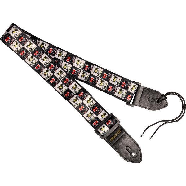 Gitaarband Skulls – gitaarriem – zwart/wit/rood