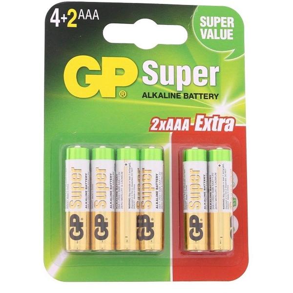GP AAA alkaline 4+2 batterijen