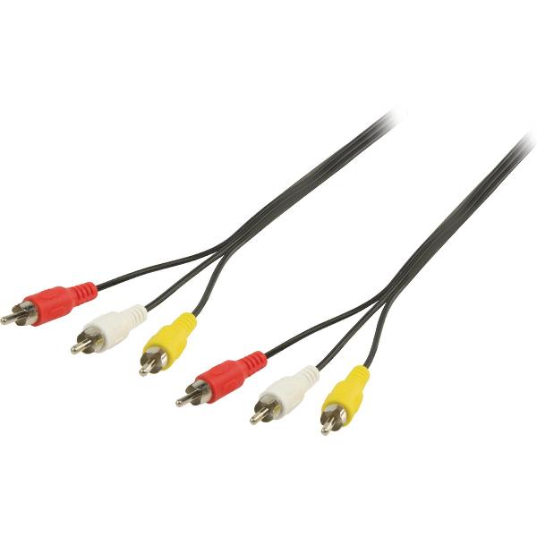 3x RCA/Tulp, AV, s-video, component male naar 3x RCA/Tulp - component male kabel 1,5 m - Zwart