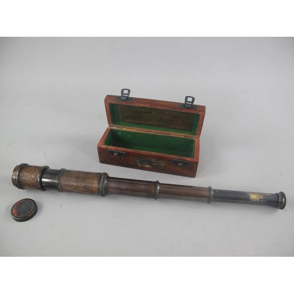 Telescoop - Klassiek patina - Houten kistje - 6 cm hoog