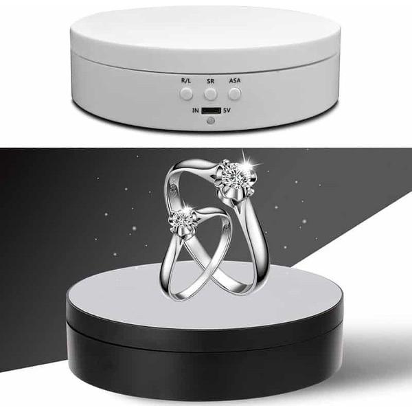 13,8 cm USB Opladen Slimme 360 graden roterende draaitafel Displaystandaard Video-opnamen Props Draaitafel voor fotografie, belasting 3 kg (wit)