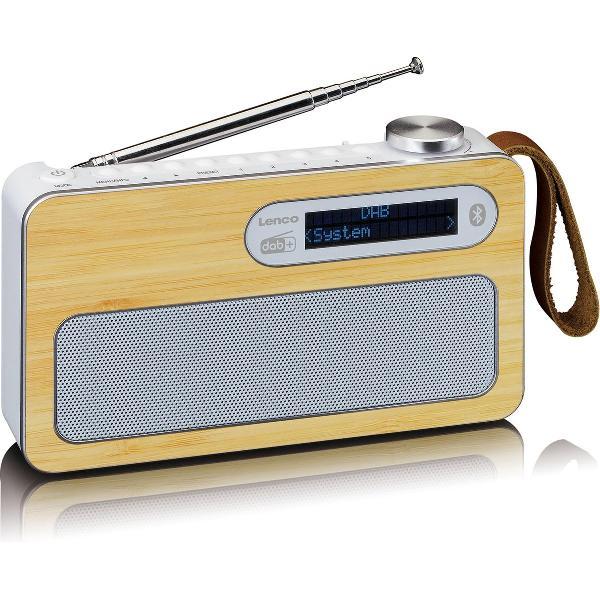 Lenco PDR-040BAMBOOWH - DAB+/FM radio Bluetooth- Bamboo - Wit