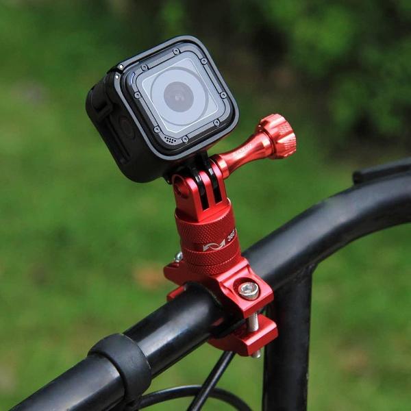 PULUZ 360 graden rotatiefiets aluminium stuuradapterbevestiging met schroef voor GoPro HERO7 / 6/5 sessie / 5/4 sessie / 4/3 + / 3/2/1, andere sportcamera's (rood)