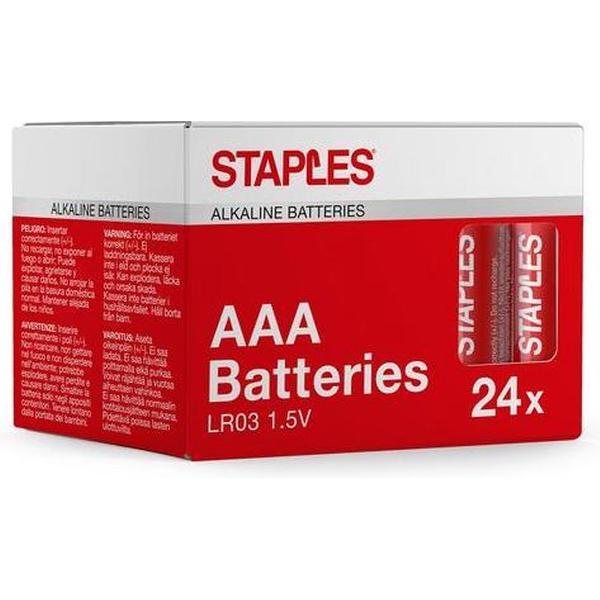 Staples Alkaline AAA-batterijen, 1,50 V, 1150 mAh (doos 24 stuks)