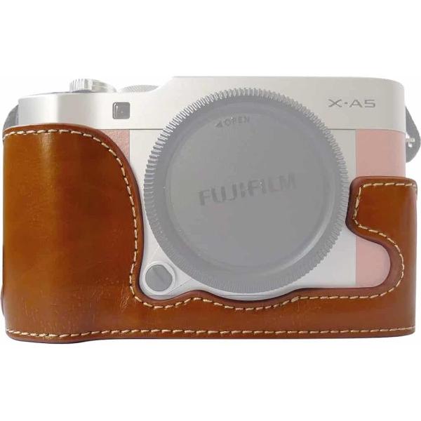 1/4 inch draad PU lederen camera half behuizing basis voor FUJIFILM X-A5 / X-A20 (bruin)