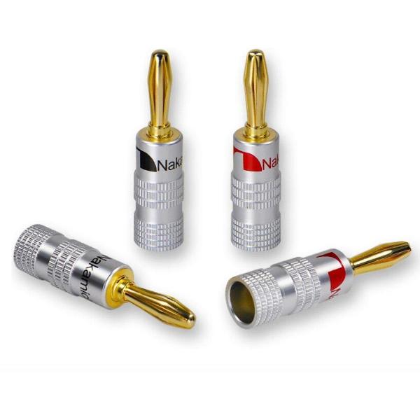 Nakamichi Banaanstekker 8 stuks - Hoge kwaliteit banaanstekkers / luidspreker stekker 4 mm - 24k verguld