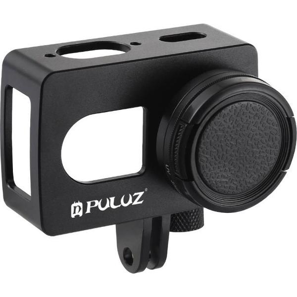 PULUZ Behuizing Shell CNC Aluminium Beschermende Kooi met 37mm UV Lens voor Xiaomi Xiaoyi II 4K Actiecamera (Zwart)