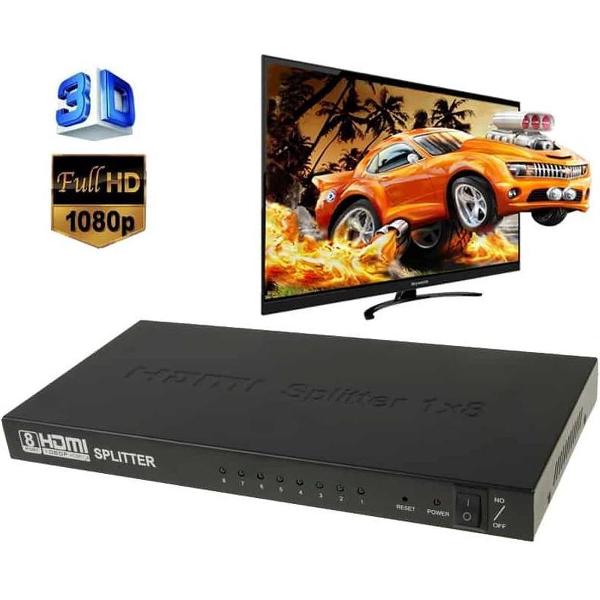 V1.4 Full HD 1080P 1 x 8 HDMI-versterker Splitter, Ondersteuning 3D (zwart)
