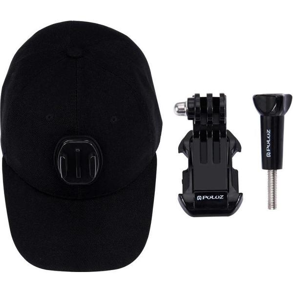 PULUZ Baseball Hat met J-Hook Buckle Mount & Screw voor GoPro NEW HERO / HERO6 / 5/5 Session / 4 Session / 4/3 + / 3/2/1, Xiaoyi en andere actiecamera's (zwart)