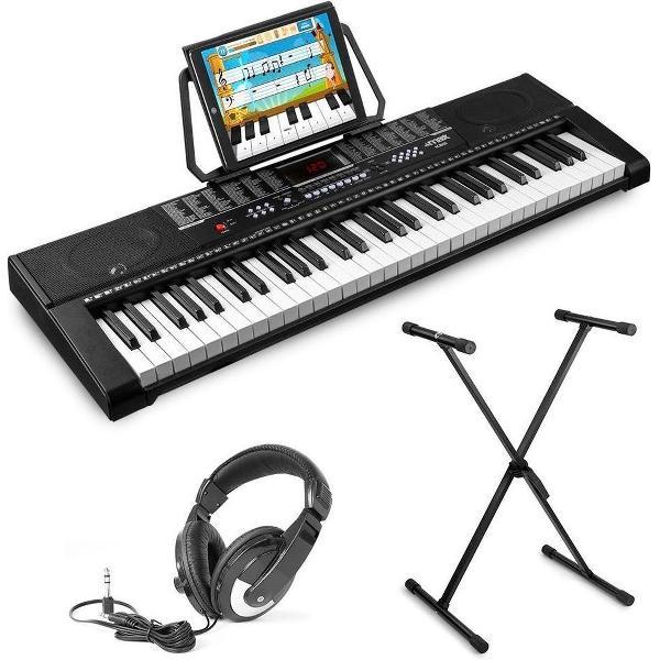 Keyboard - MAX KB2 keyboard piano met 61 toetsen, USB mp3 speler / recorder, trainingsfunctie, keyboardstandaard en koptelefoon