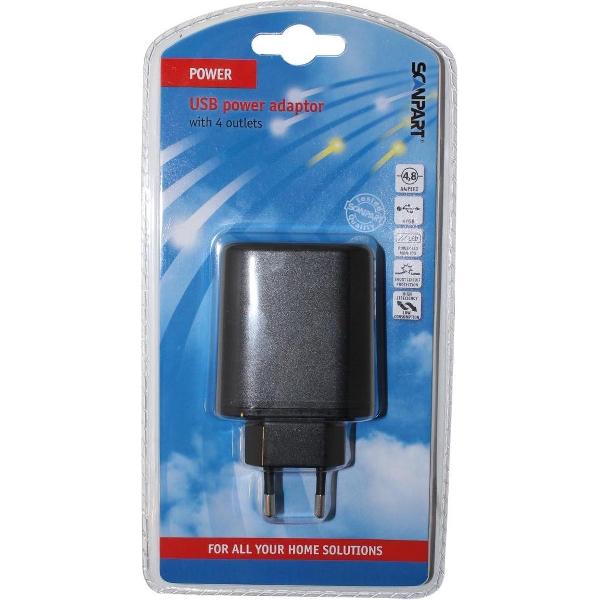 Scanpart Usb 220v Adapt 4voudig 5v-4.8a