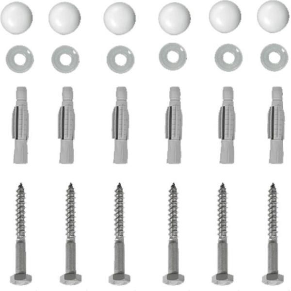 Bevestigingsset handgreep houtdraadbouten 3 flenzen RVS