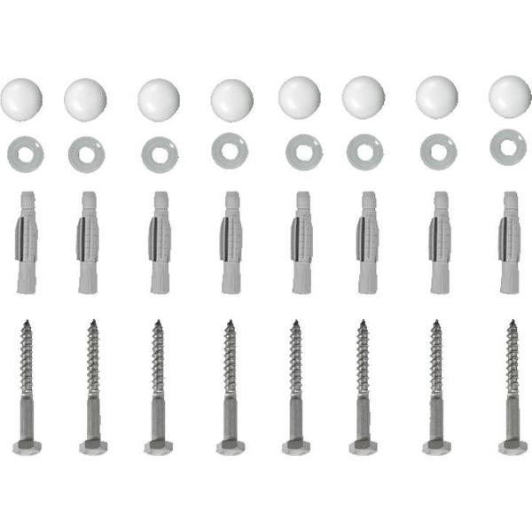 Bevestigingsset handgreep houtdraadbouten 4 flenzen RVS
