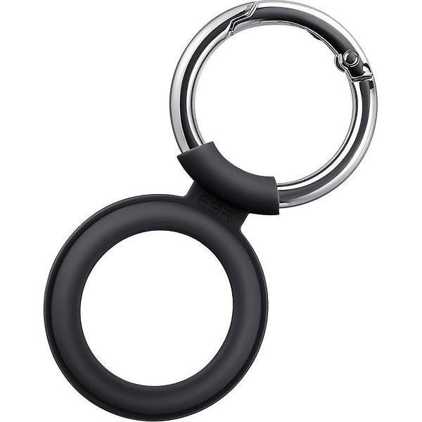 Apple AirTag Sleutelhanger Siliconen Hoes met Karabijnhaak Zwart