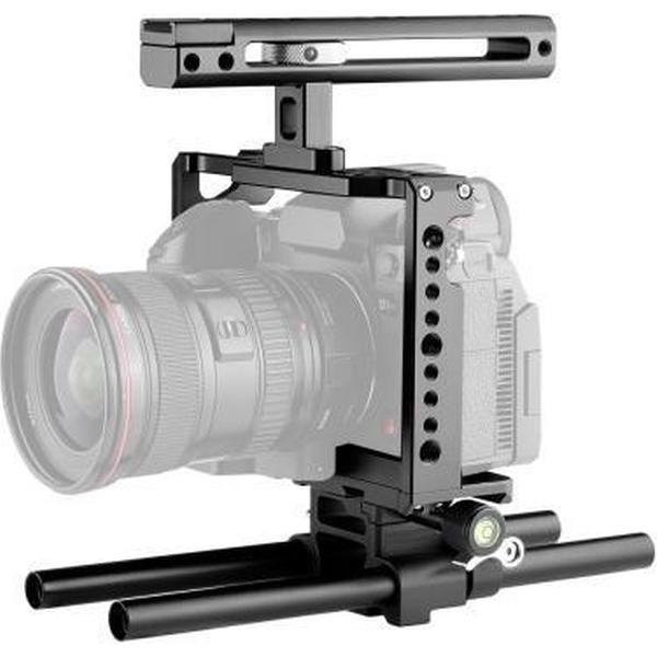 YELANGU C18 YLG0915A-C Videocamera Kooistabilisator met handvat en railstangbevestiging voor Panasonic Lumix DC-S1H / DC-S1 / DC-S1R (zwart)