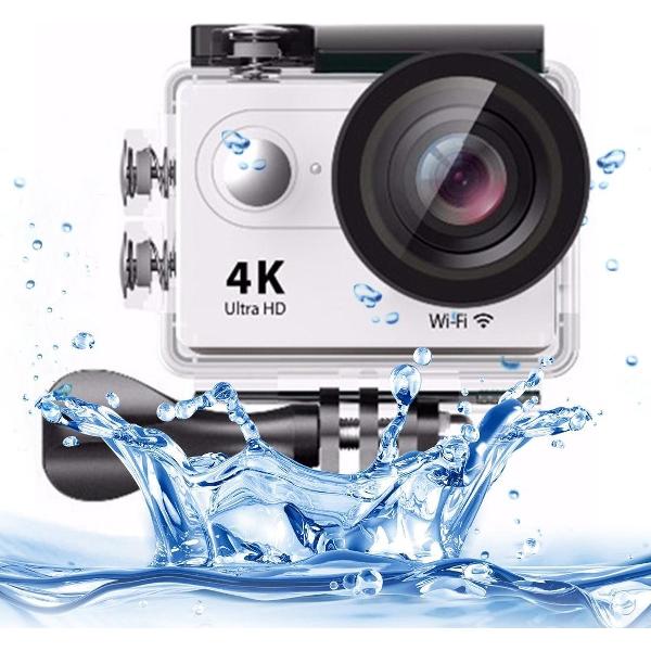H9 4K Ultra HD1080P 12MP 2 inch LCD-scherm WiFi-sportcamera, 170 graden groothoeklens, 30 m waterdicht (wit)