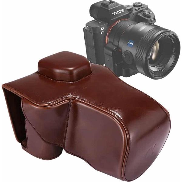 Full Body Camera PU lederen tas tas met riem voor Sony A7 II / A7R II / A7S II (koffie)