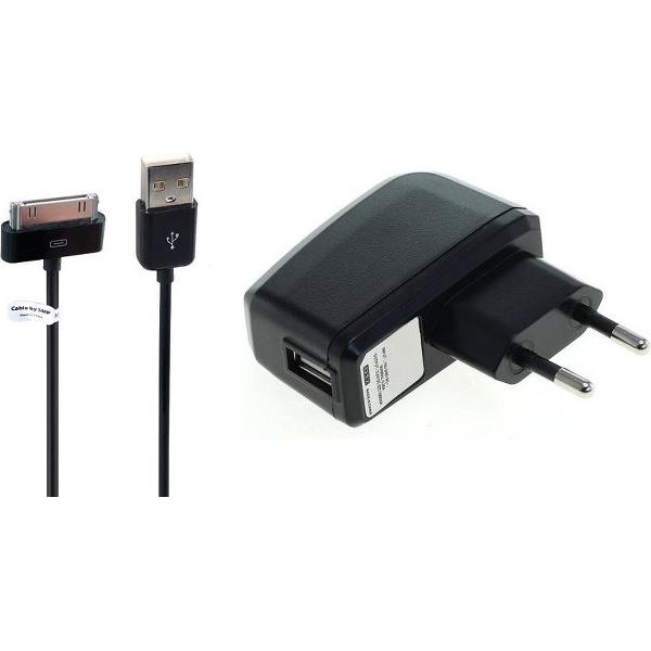 2A oplader en oplaadkabel. 3,2 m Oplaadsnoer met adapter stekker Past ook op Apple. iPhone 3, iPhone 4 iPad 1, iPad 2 iPad 3, iPod Touch 3, 4, Classic, Nano 1, 2, 3, 4