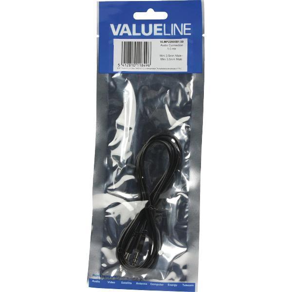 3.5 mm stereo audio kabel 1,00 m zwart