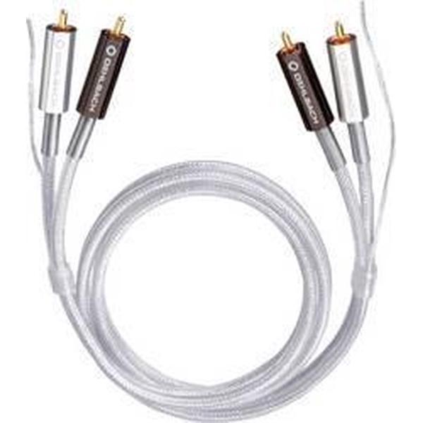 RCA Audio/phono Cable [2x RCA plug (phono) - 2x RCA plug (phono)] 0.50 m Transparent gold plated connectors Oehlbach Silver Express Plus
